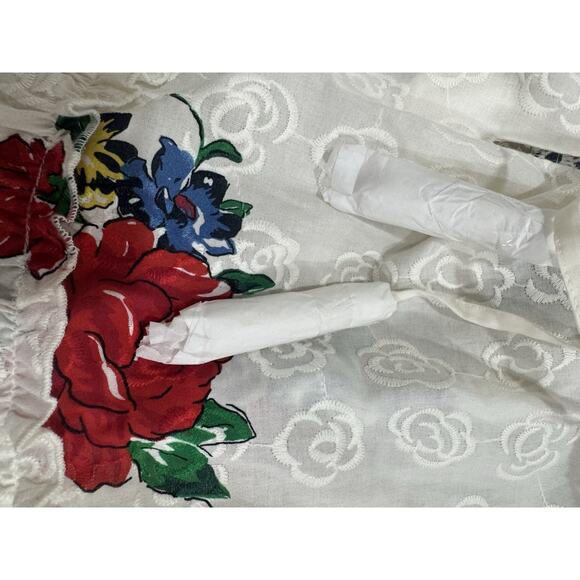 Tory Burch Floral Embroidered Dress Long Sleeve White Tiered Mini - Picture 10 of 10